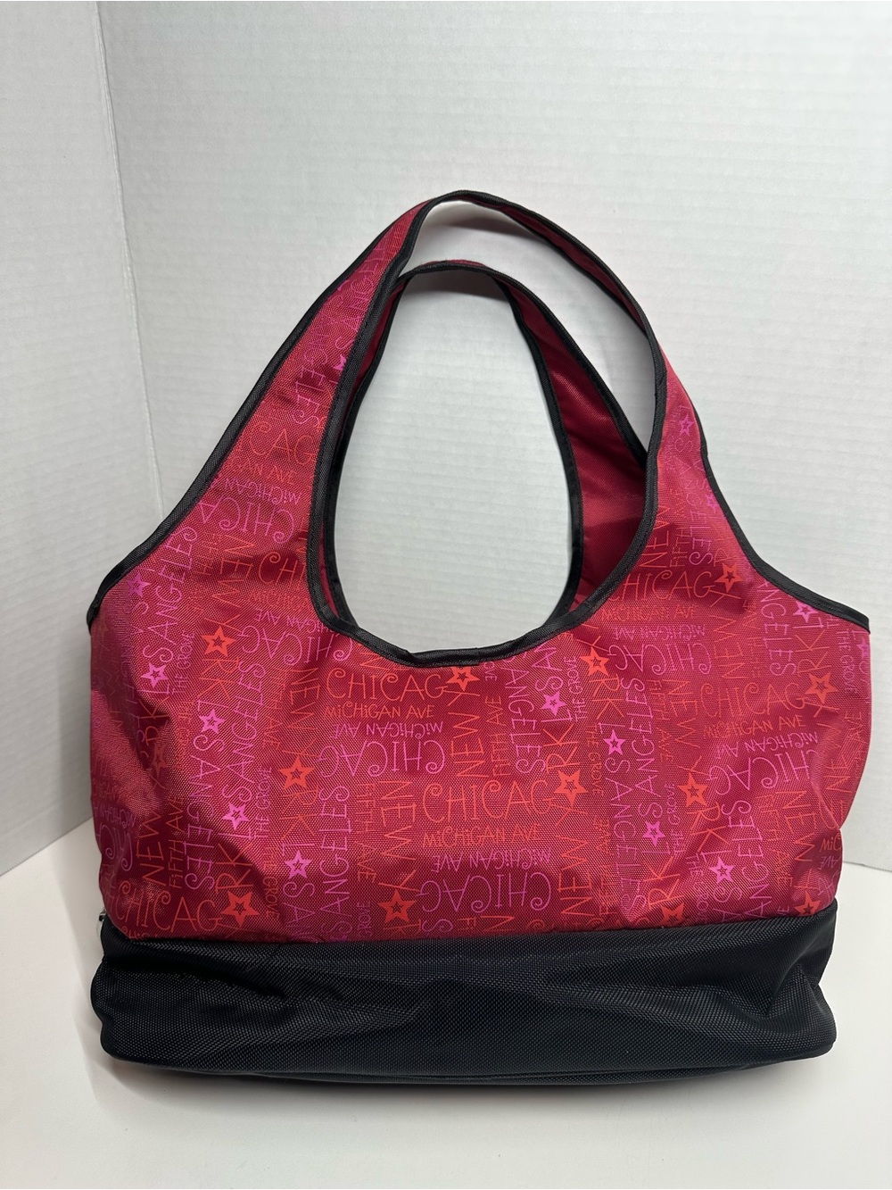 American Girl Red-Pink Patterned Tote with Black Base - Picture 2 of 14